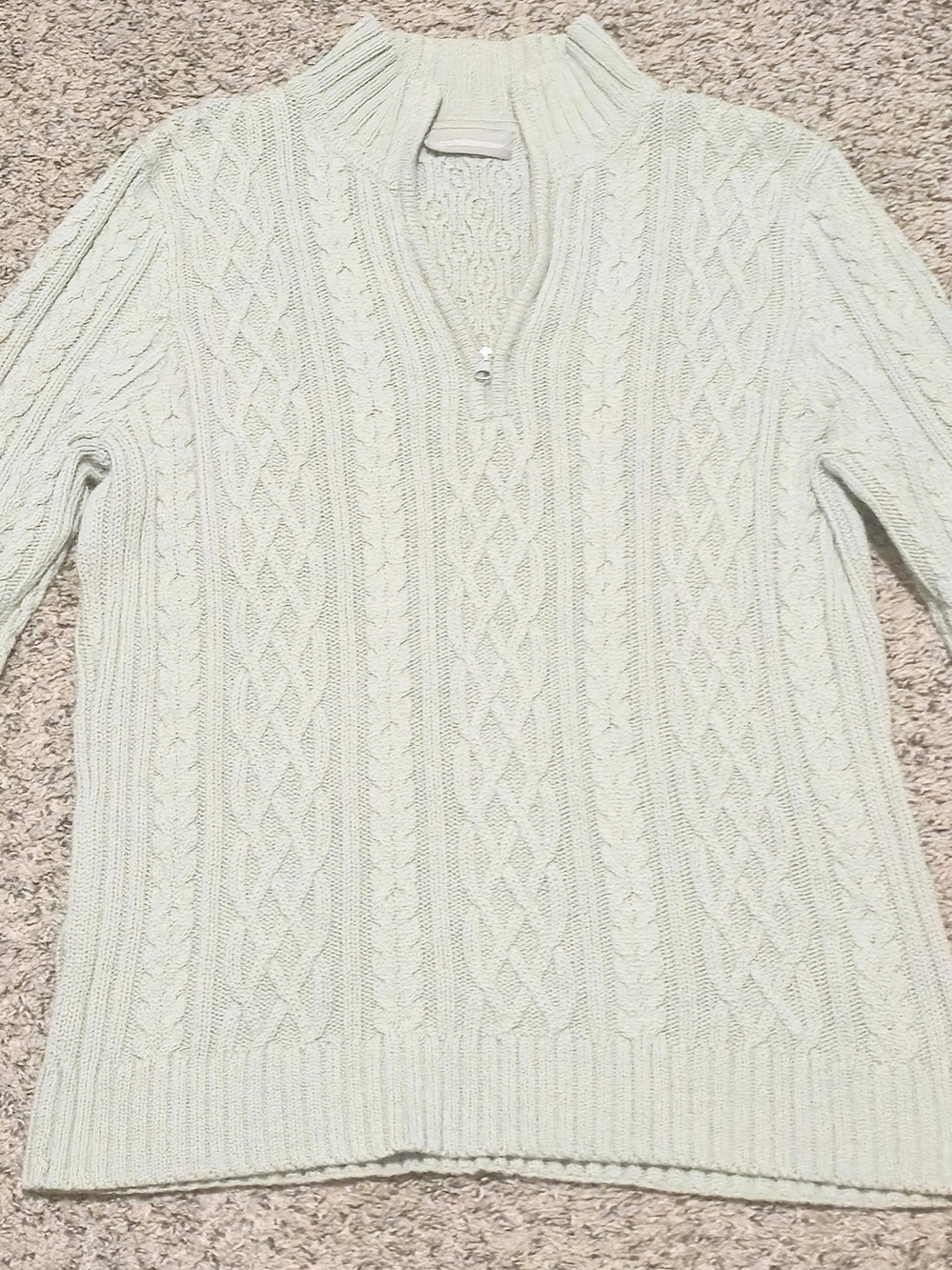 croft & barrow Light Mint Cable Knit Mock Neck Sweater